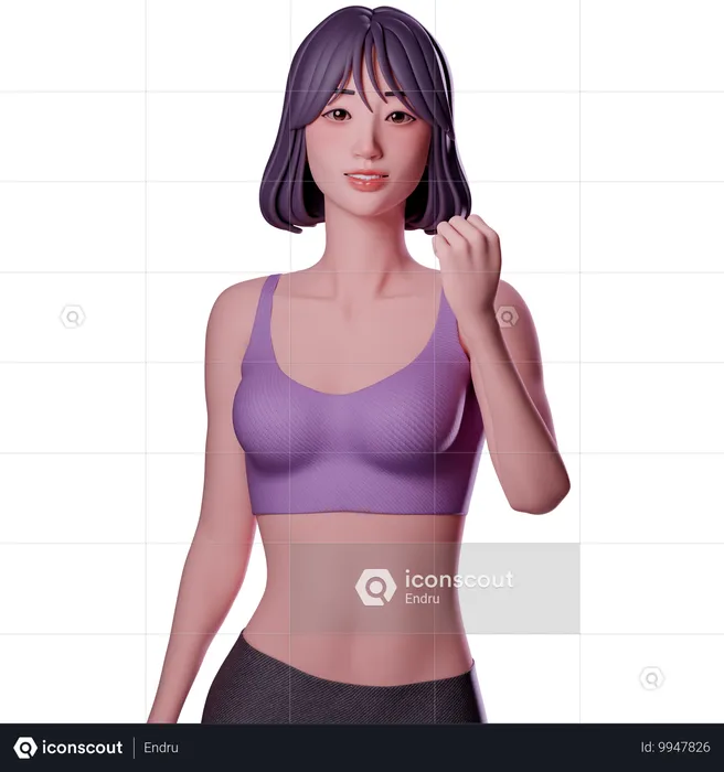 拳を見せる女の子  3D Illustration