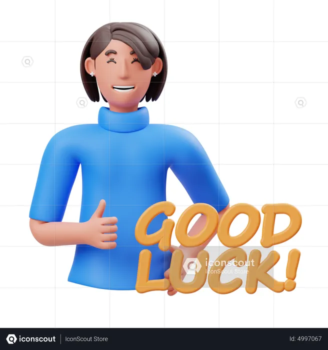 Girl showing good luck gesture  3D Illustration