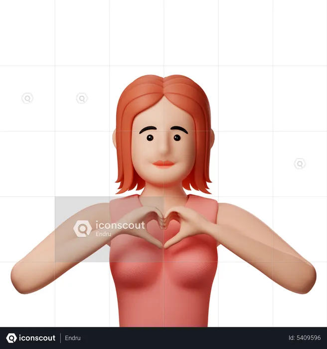 Girl showing heart gesture  3D Illustration