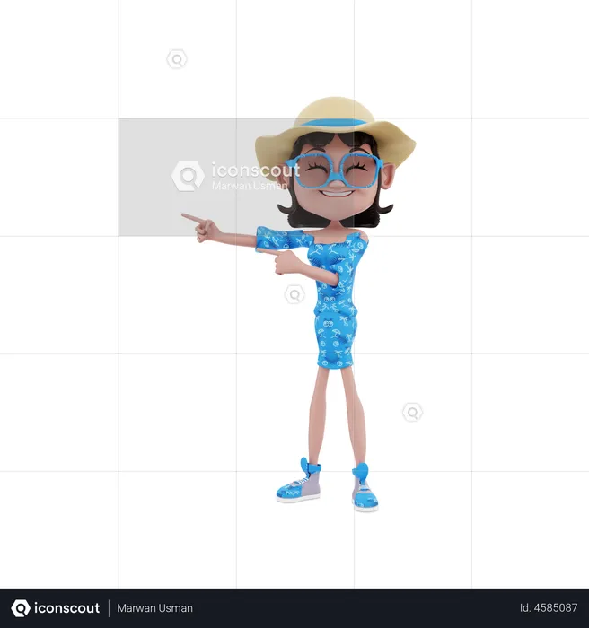 Woman indicating something 3D Illustration download in PNG, OBJ or