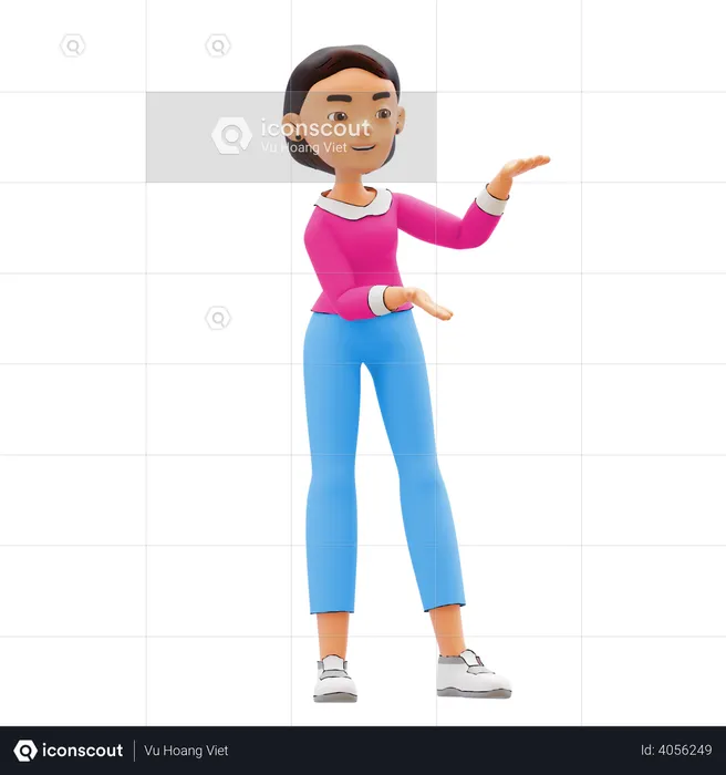 Girl showing something  3D Illustration