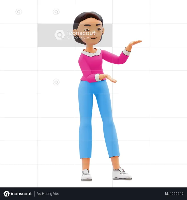 Woman indicating something 3D Illustration download in PNG, OBJ or