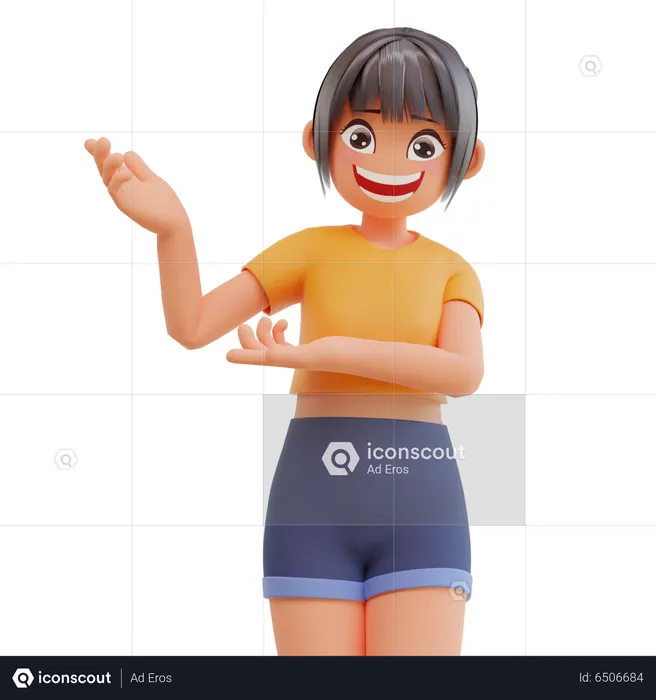 Girl showing something  3D Illustration