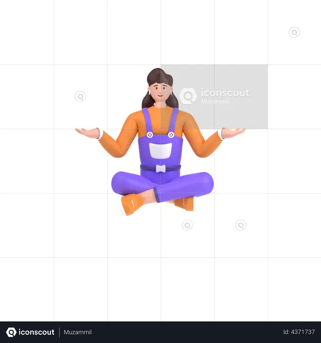 Girl showing something with open palm hand  3D Illustration