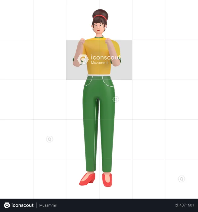 Girl showing strength with fists  3D Illustration