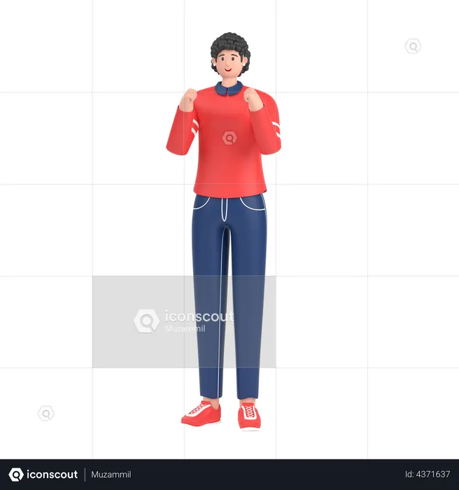 Girl showing strength with fists  3D Illustration