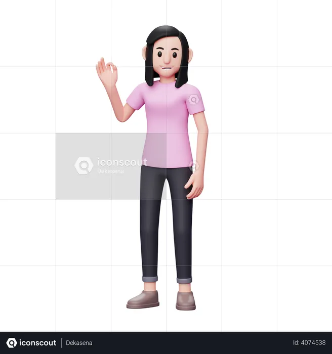 Girl showing super hand gesture  3D Illustration