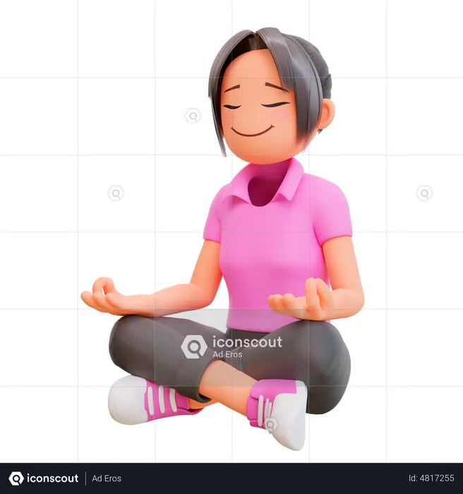Girl sitting in lotus position  3D Illustration