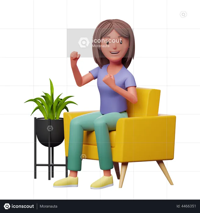 Girl sitting on sofa  3D Illustration