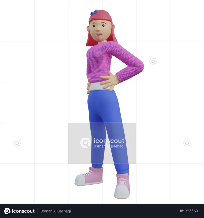 Girl standing  3D Illustration