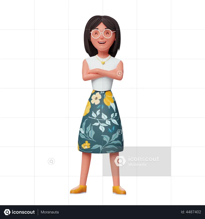 Girl Standing  3D Illustration