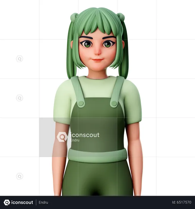 Girl standing in pose  3D Illustration