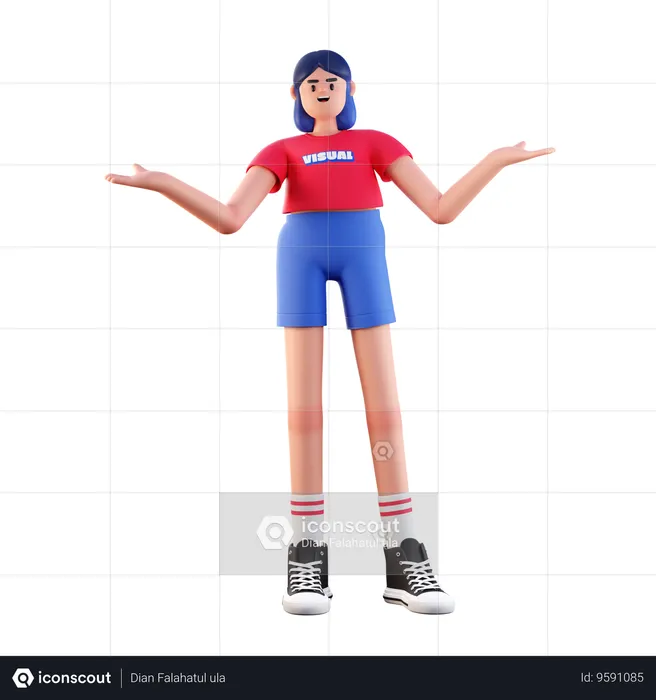 Girl Standing Pose  3D Illustration