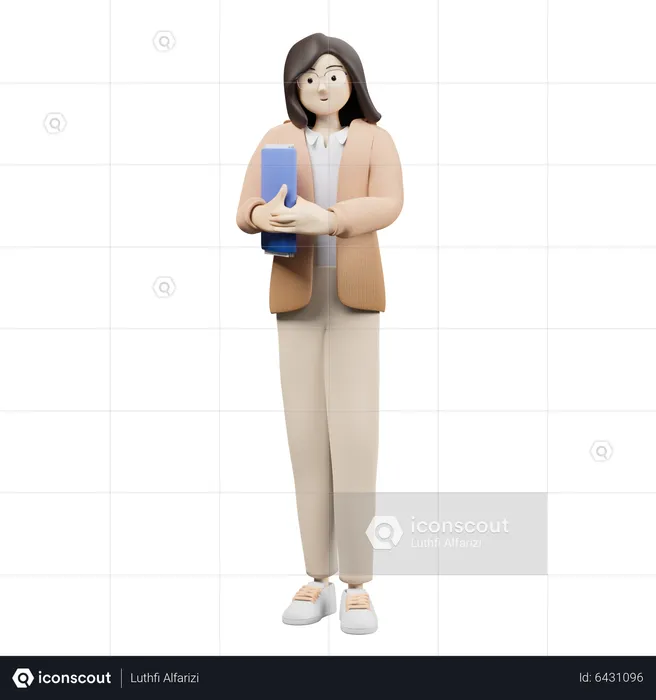 Girl Student Holding Book  3D Illustration