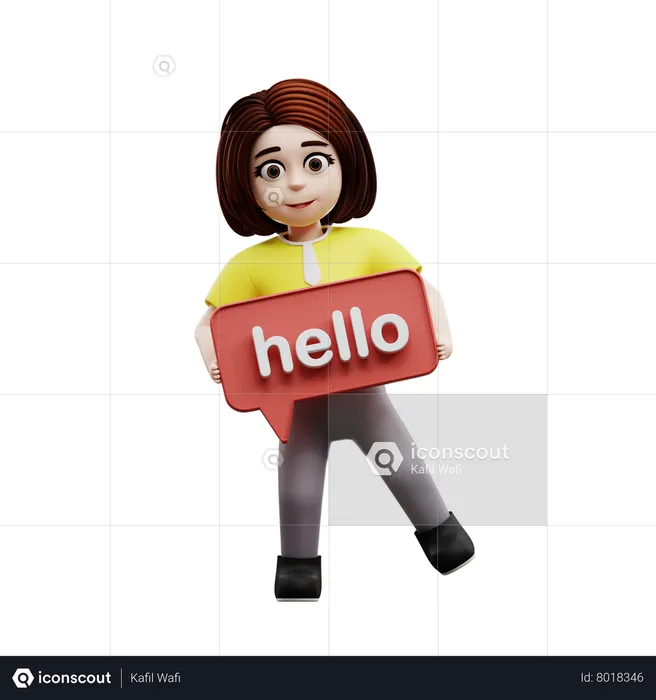 Girl student saying hello  3D Illustration