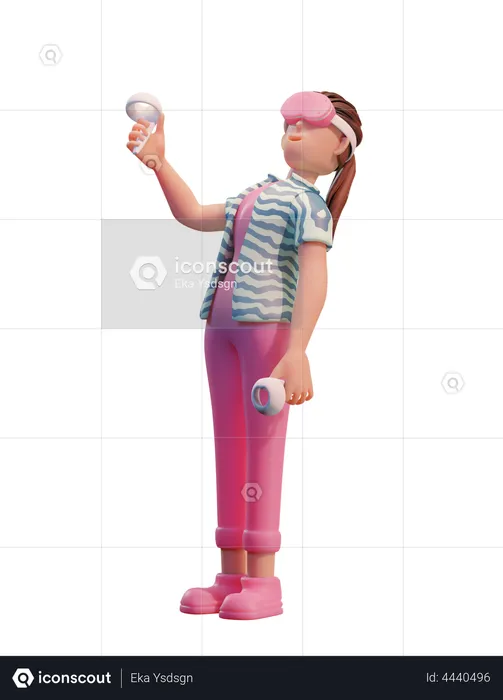 Girl taking virtual experience  3D Illustration