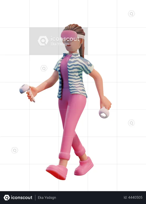 Girl taking virtual experience  3D Illustration