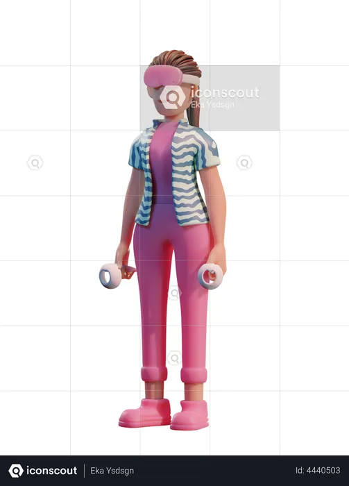 Girl taking virtual experience  3D Illustration