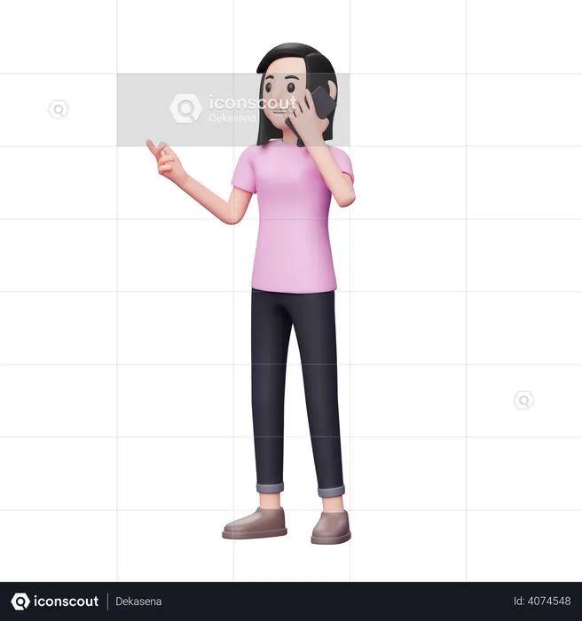 Girl talking on phone  3D Illustration