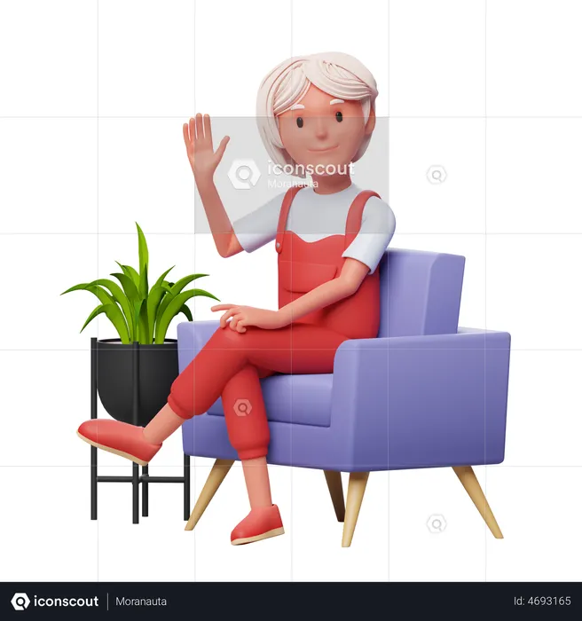 Girl Talking while sitting on sofa  3D Illustration