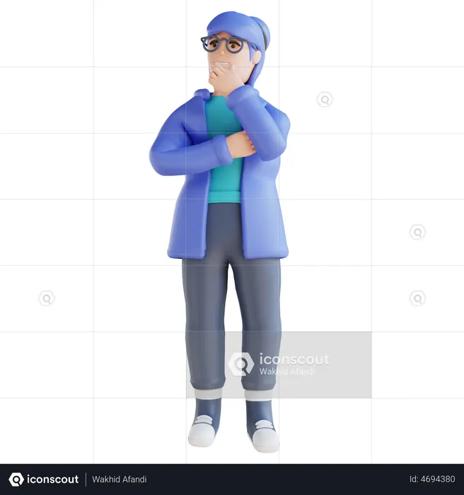 Girl thinking something  3D Icon