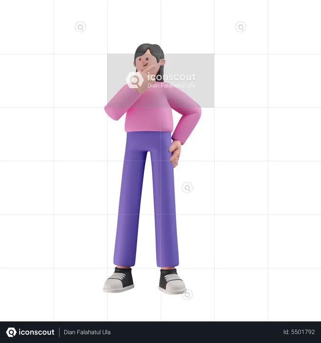 Girl thinking something  3D Illustration