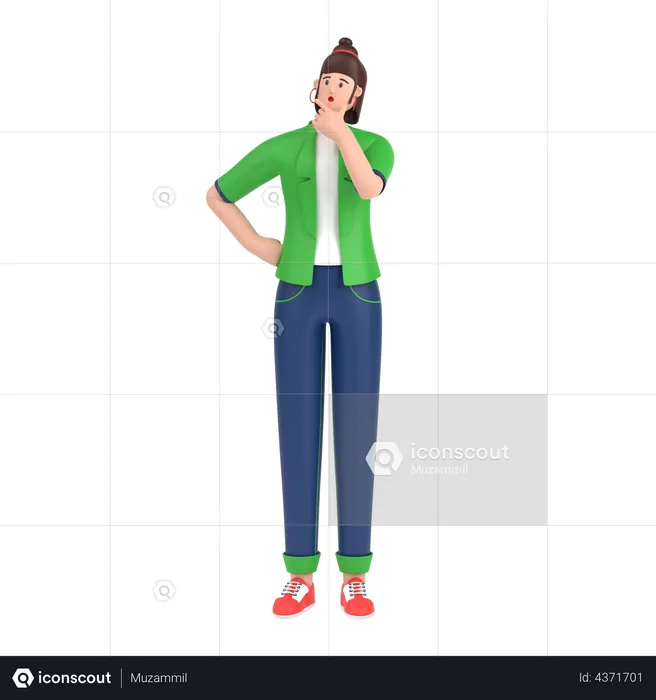 Girl thinking something  3D Illustration