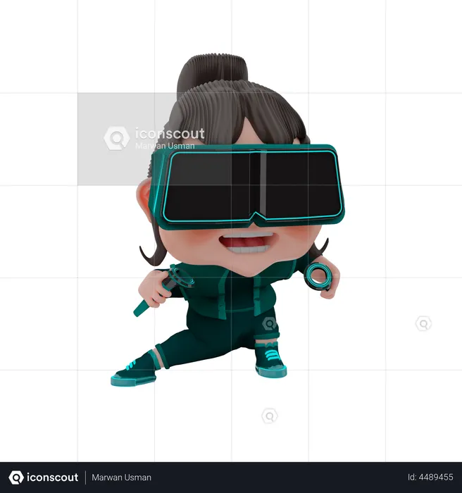 Girl using metaverse tech  3D Illustration