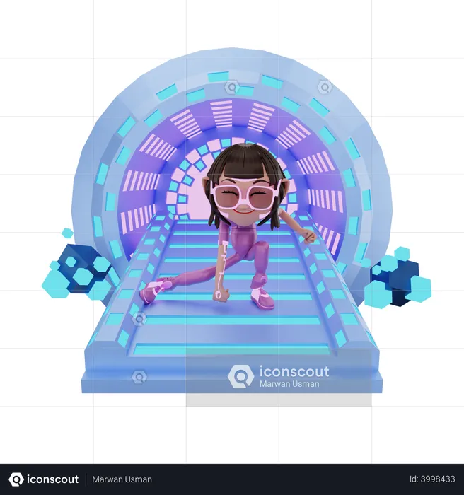 Girl using Virtual Reality technology  3D Illustration
