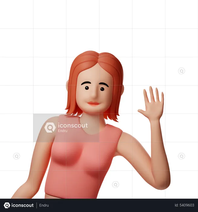 Girl waiving hand  3D Illustration