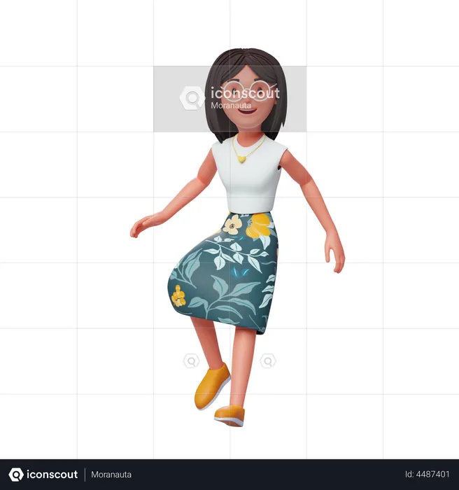 Girl walking  3D Illustration