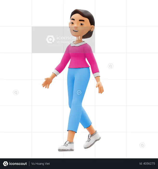 Girl walking  3D Illustration