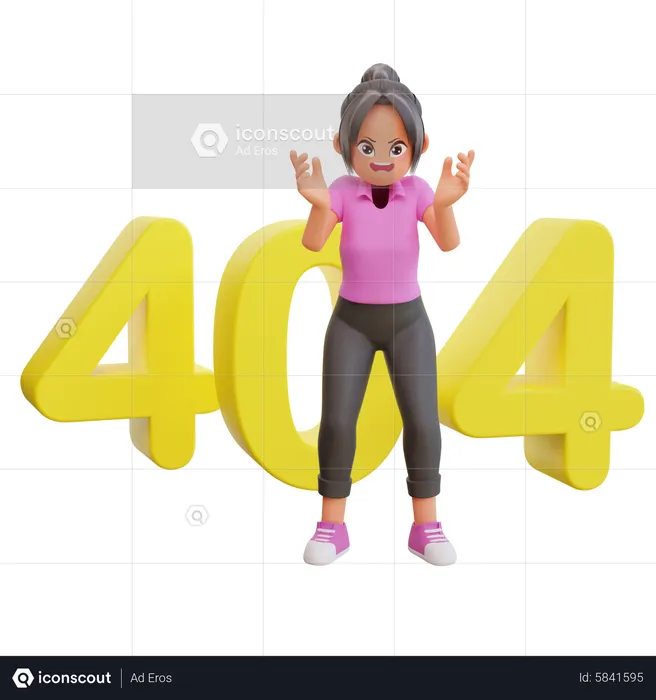 Girl with 404 error  3D Illustration