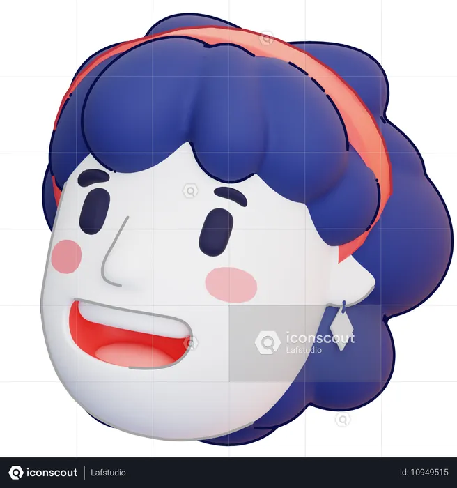 バンダナをつけた女の子 Emoji 3D Icon