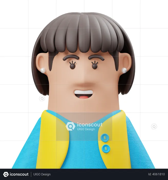 Girl With Bangs  3D Illustration