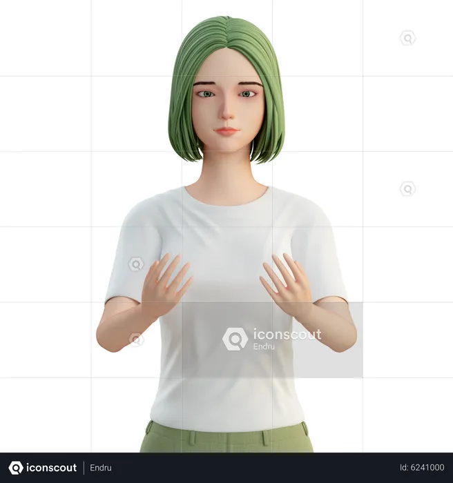 Girl with both open hands  3D Illustration