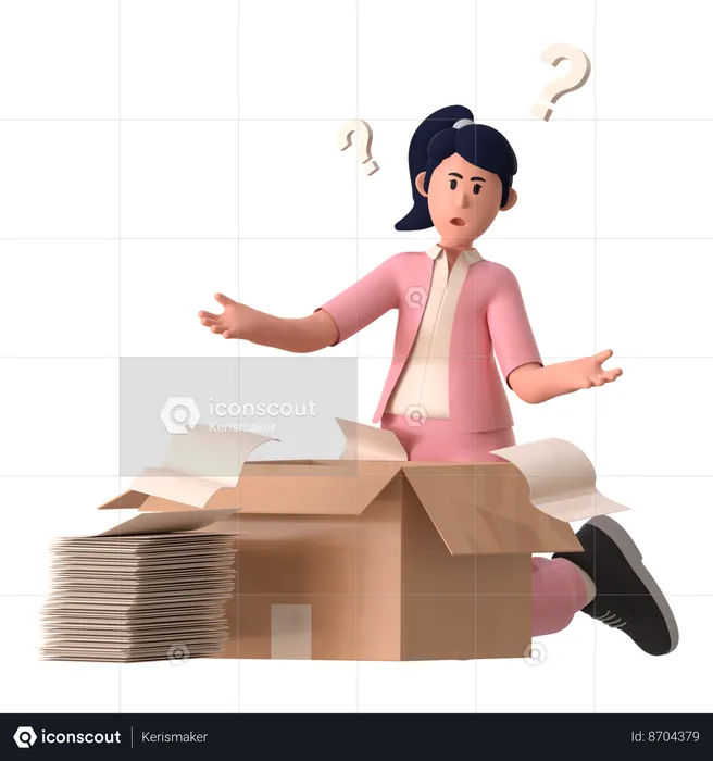 Girl with File Not Found  3D Illustration