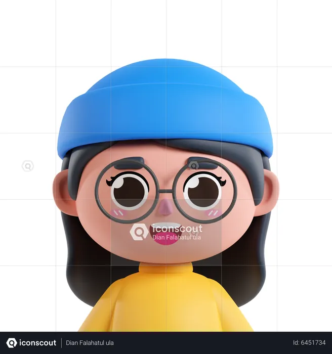 Girl With Hat  3D Icon