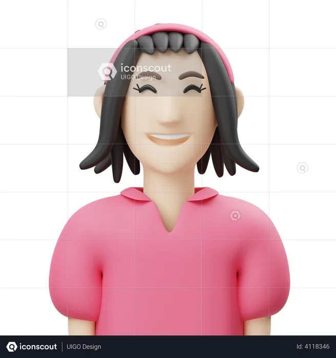 Girl With Headband  3D Illustration