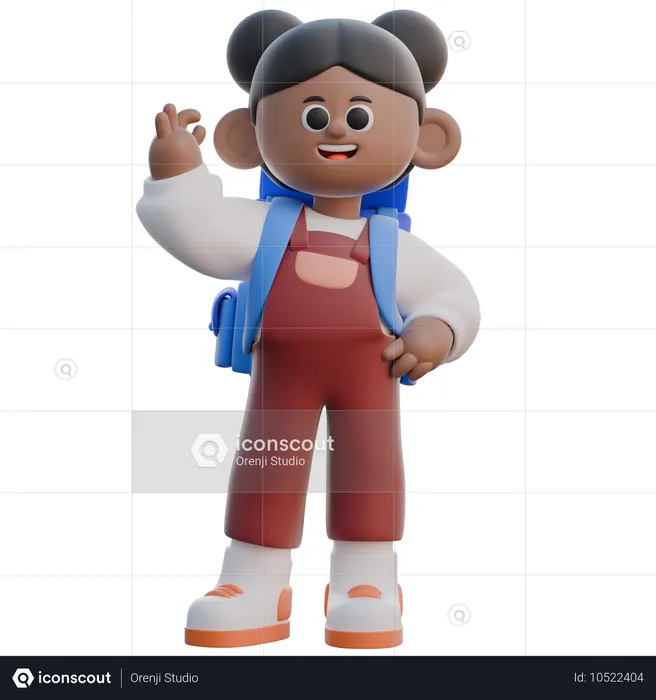 Girl with Okay pose  3D Icon
