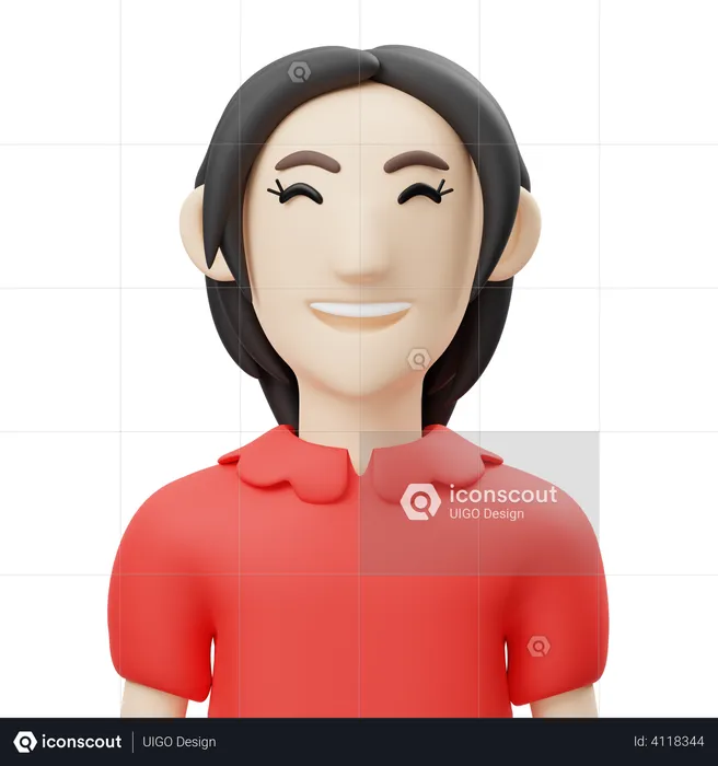 Girl With Red Cloth  3D Illustration