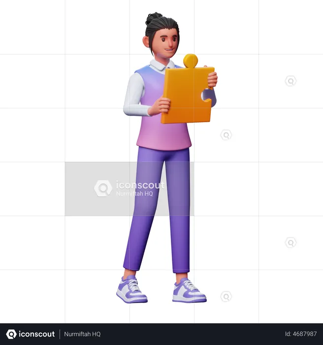 Girl With Solution  3D Illustration