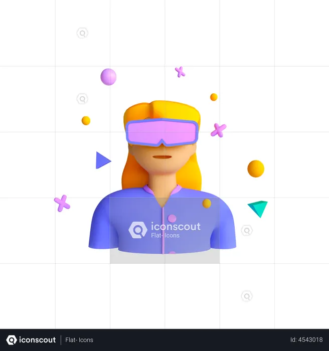 Girl with VR goggles  3D Illustration