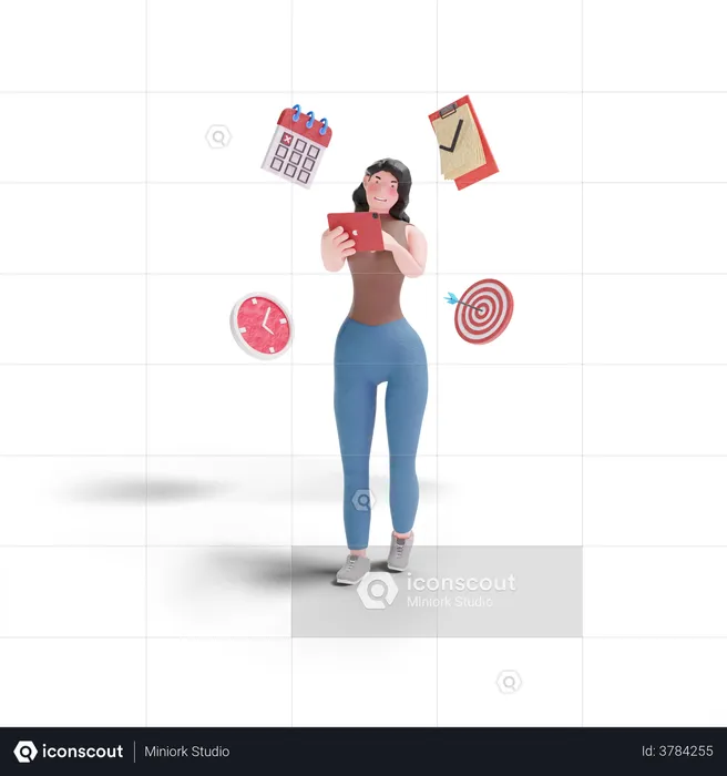 Girl with work management  3D Illustration
