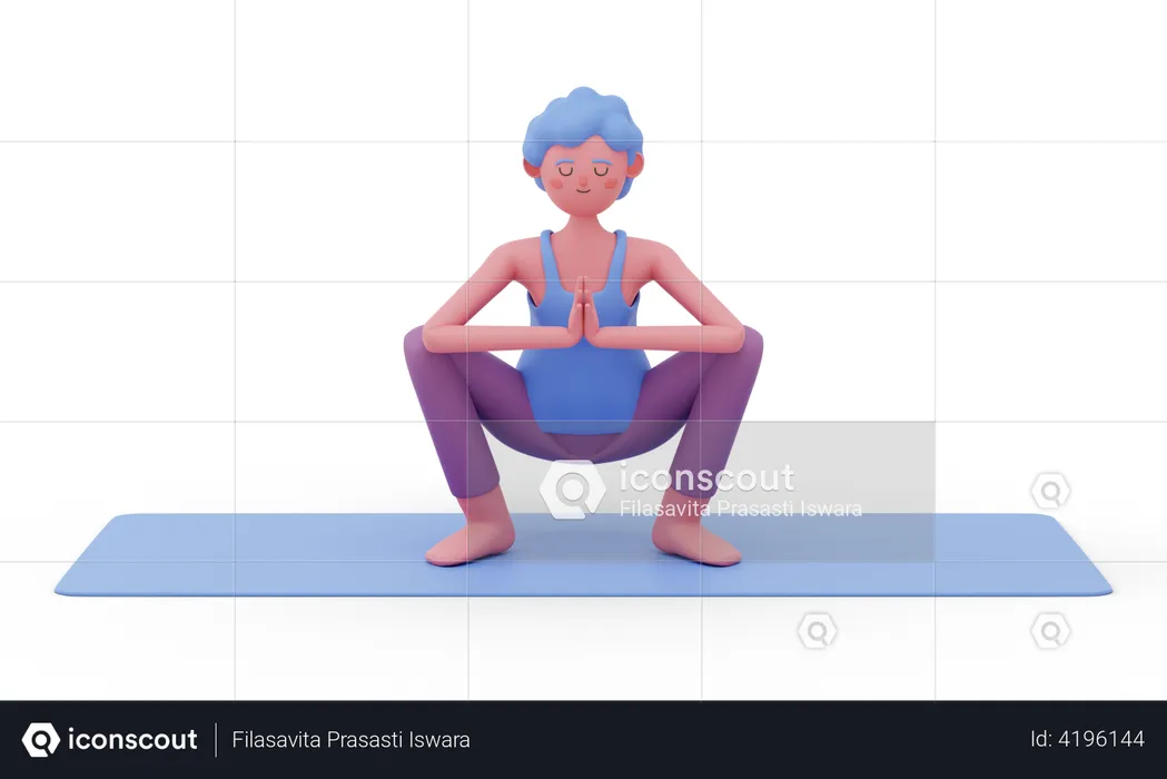 Girlande Yoga-pose  3D Illustration