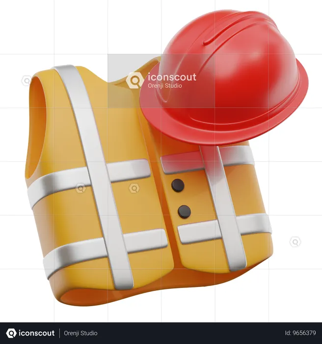 Giubbotto di sicurezza e casco  3D Icon