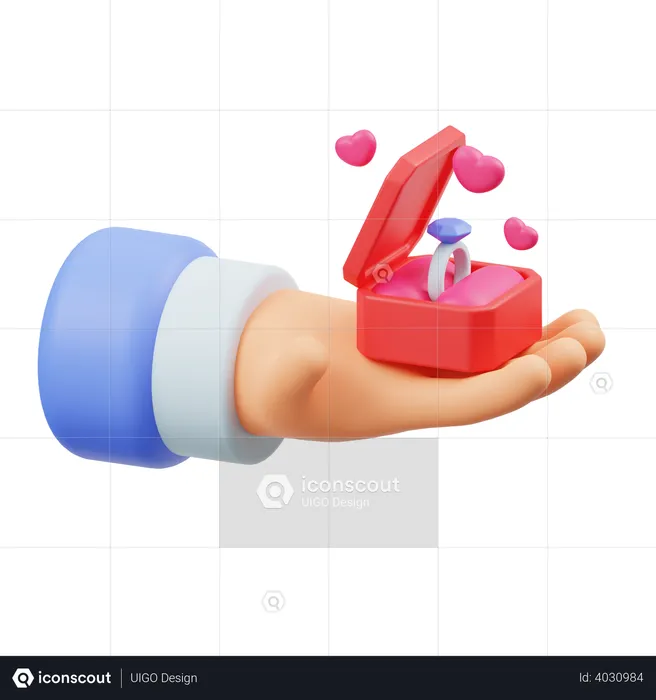 Give Valentine Ring  3D Illustration