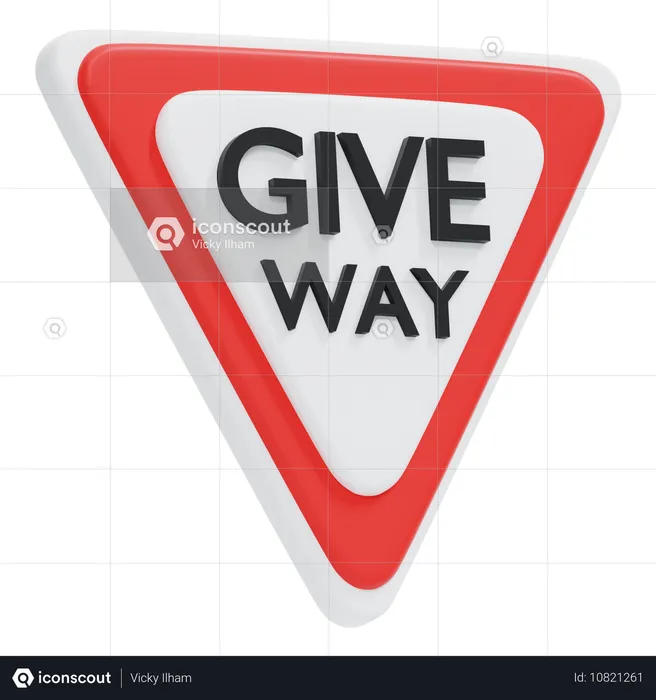 Give Way Sign  3D Icon