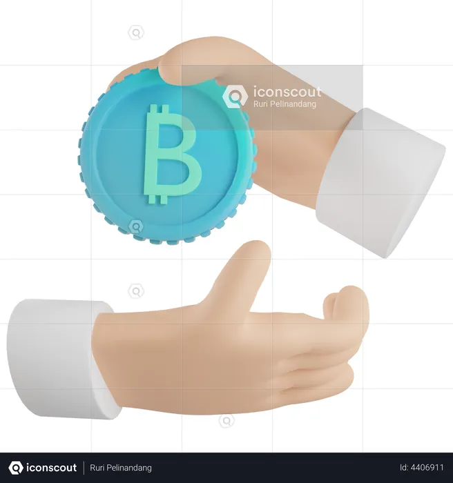 Giving bitcoin  3D Illustration
