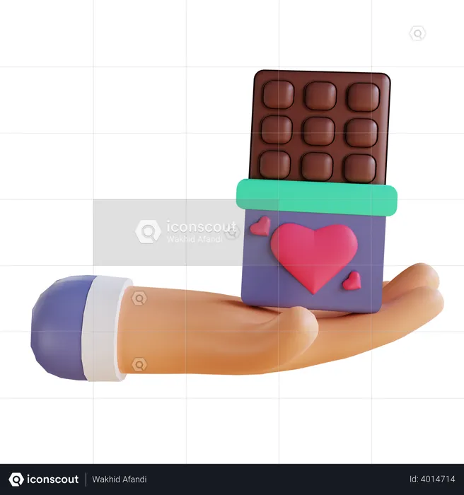Giving chocolate on valentines day  3D Illustration